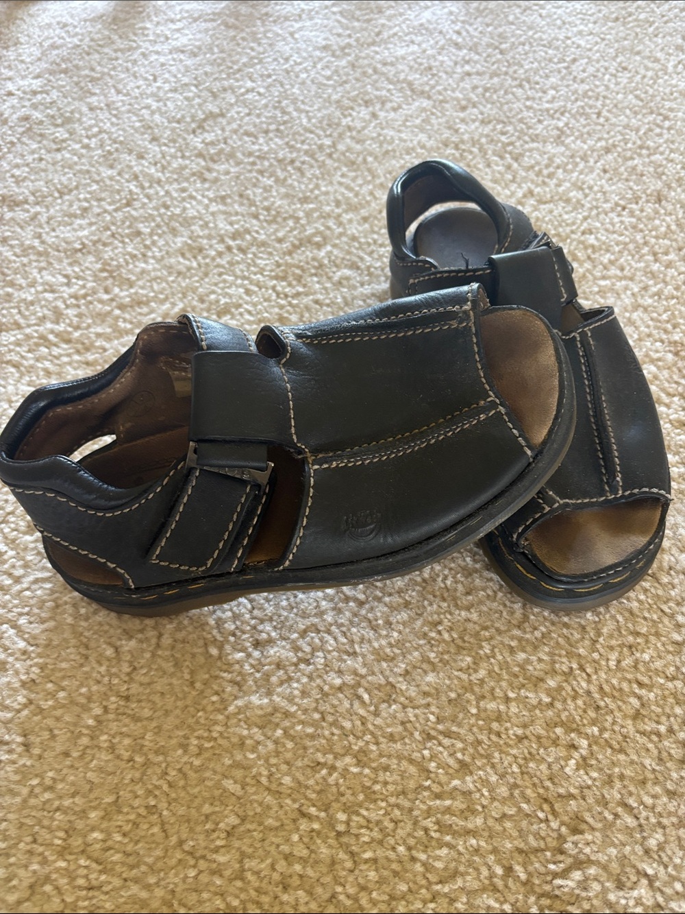 Dr. Martens Black Leather Sandal-Style Combat Boots 5 uk